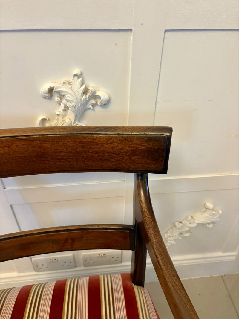 Antique Regency Mahogany Dining Chairs Set of Eight Including Two Carvers Scroll Arms - Image 9